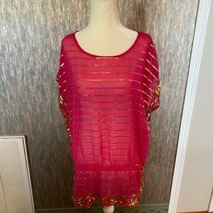 Beautiful Hot Pink and Gold Blouse. Great for summer!